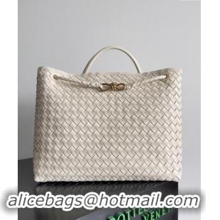 Pretty Style Bottega Veneta Large Andiamo Top Handle Bag in Intrecciato Leather 743575 Cream White 2024