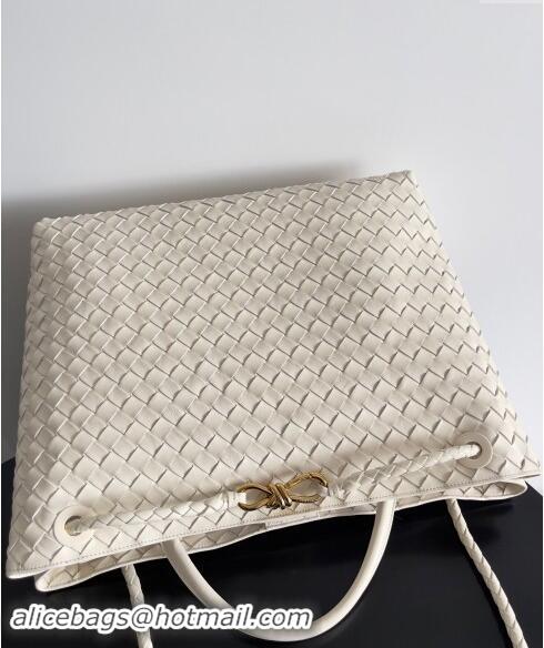 Pretty Style Bottega Veneta Large Andiamo Top Handle Bag in Intrecciato Leather 743575 Cream White 2024