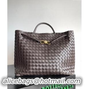 Buy Classic Bottega Veneta Large Andiamo Top Handle Bag in Intrecciato Leather 743575 Fondant Brown 2024