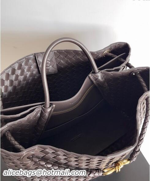 Buy Classic Bottega Veneta Large Andiamo Top Handle Bag in Intrecciato Leather 743575 Fondant Brown 2024