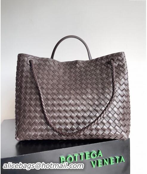 Buy Classic Bottega Veneta Large Andiamo Top Handle Bag in Intrecciato Leather 743575 Fondant Brown 2024