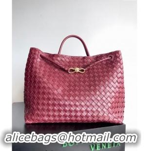 Super Quality Bottega Veneta Large Andiamo Top Handle Bag in Intrecciato Leather 743575 Burgundy 2024