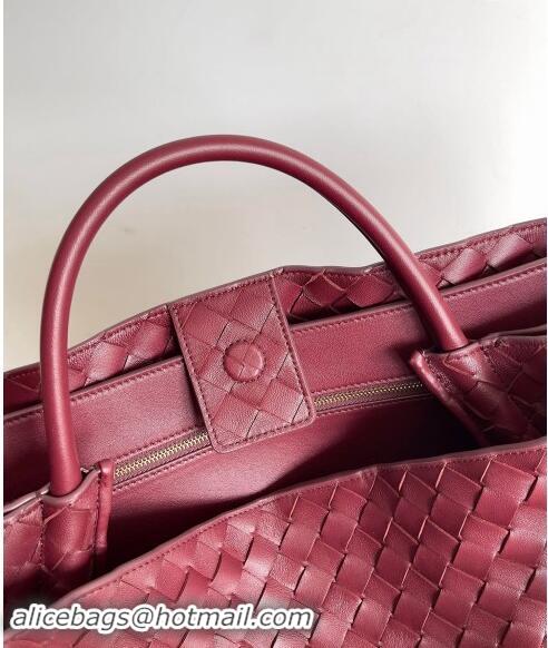 Super Quality Bottega Veneta Large Andiamo Top Handle Bag in Intrecciato Leather 743575 Burgundy 2024