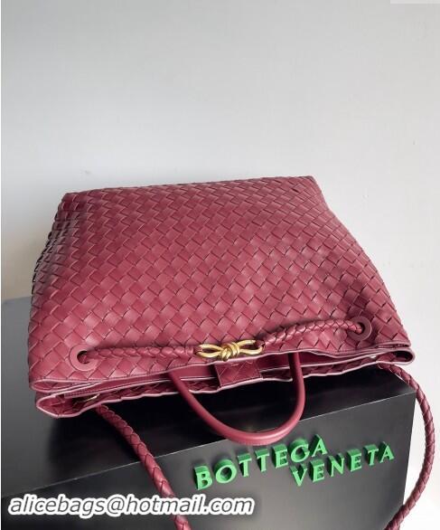 Super Quality Bottega Veneta Large Andiamo Top Handle Bag in Intrecciato Leather 743575 Burgundy 2024