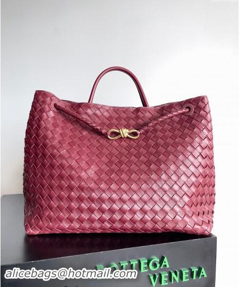 Super Quality Bottega Veneta Large Andiamo Top Handle Bag in Intrecciato Leather 743575 Burgundy 2024