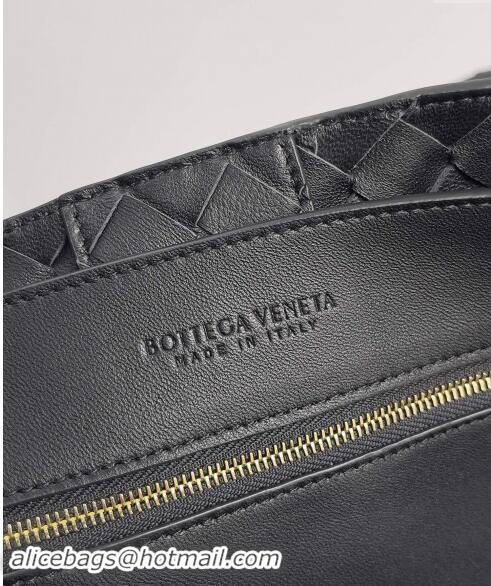 Top Grade Bottega Veneta Large Andiamo Top Handle Bag in Intrecciato Leather 743575 Black/Gold 2024