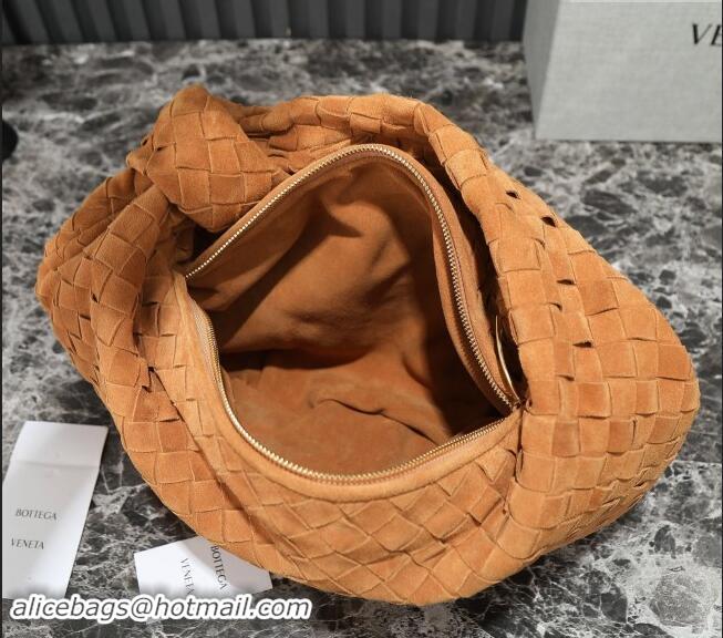 Most Popular Bottega Veneta Teen Jodie Hobo Bag in Intrecciato Suede 690225 Brown 2024