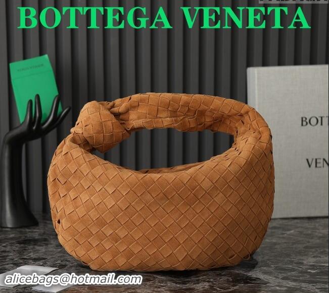 Most Popular Bottega Veneta Teen Jodie Hobo Bag in Intrecciato Suede 690225 Brown 2024