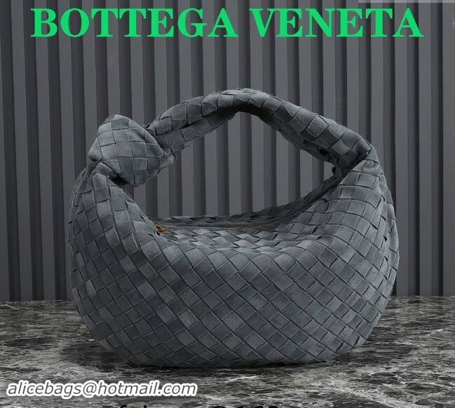 Buy Classic Bottega Veneta Teen Jodie Hobo Bag in Intrecciato Suede 690225 Dark Grey 2024