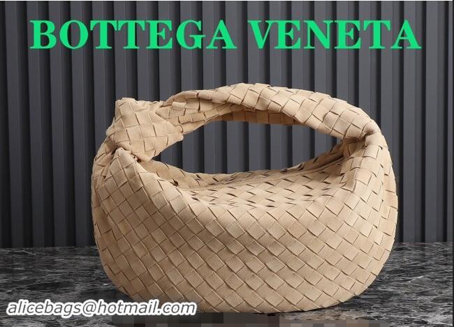 Top Design Bottega Veneta Teen Jodie Hobo Bag in Intrecciato Suede 690225 Beige 2024