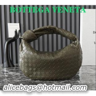 Original Cheap Bottega Veneta Teen Jodie Hobo Bag in Intrecciato Leather 690225 Khaki Green 2024