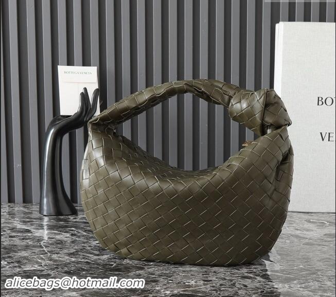 Original Cheap Bottega Veneta Teen Jodie Hobo Bag in Intrecciato Leather 690225 Khaki Green 2024