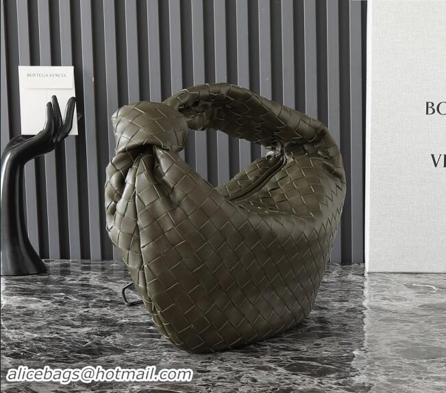 Original Cheap Bottega Veneta Teen Jodie Hobo Bag in Intrecciato Leather 690225 Khaki Green 2024