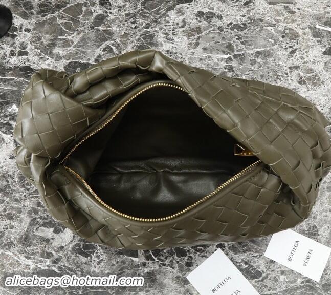 Original Cheap Bottega Veneta Teen Jodie Hobo Bag in Intrecciato Leather 690225 Khaki Green 2024