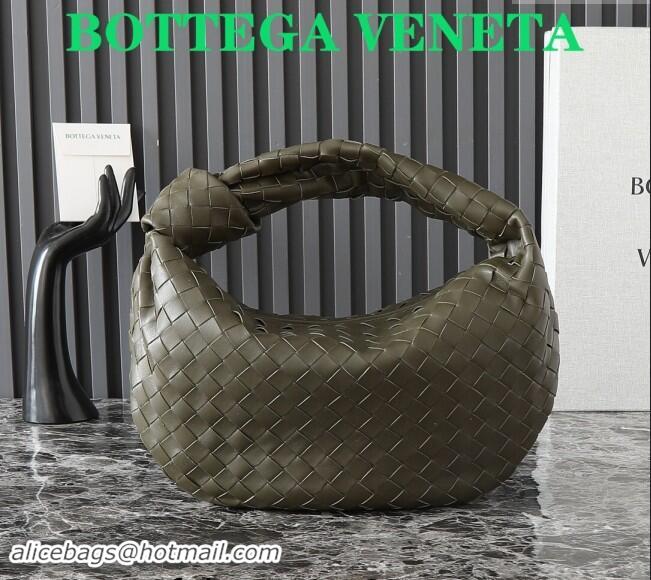 Original Cheap Bottega Veneta Teen Jodie Hobo Bag in Intrecciato Leather 690225 Khaki Green 2024