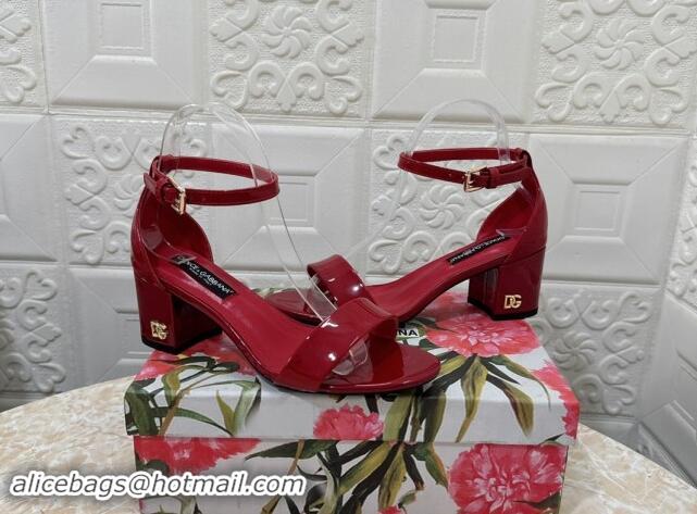 Grade Quality Dolce & Gabbana DG Patent Leather Heel Sandals 6cm Red 506087