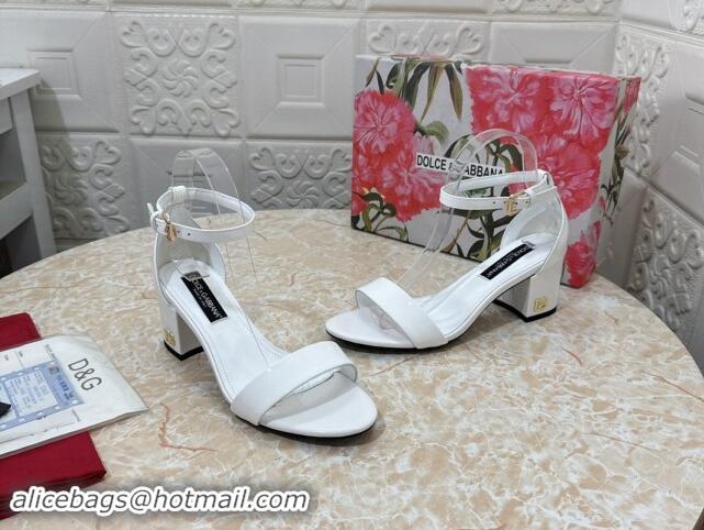 Top Design Dolce & Gabbana DG Patent Leather Heel Sandals 6cm White 506089