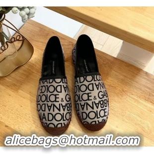 Pretty Style Dolce & Gabbana DG Printed Canvas Espadrilles Flat Beige 604100