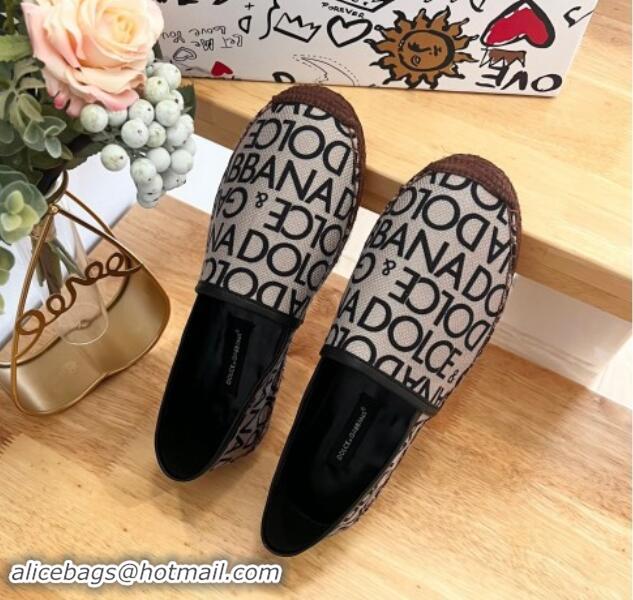 Pretty Style Dolce & Gabbana DG Printed Canvas Espadrilles Flat Beige 604100