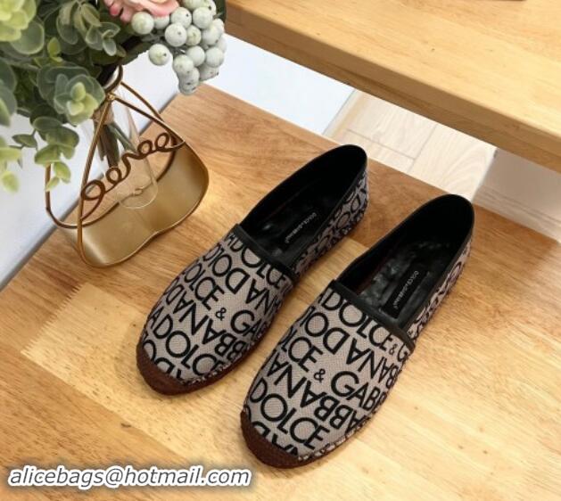 Pretty Style Dolce & Gabbana DG Printed Canvas Espadrilles Flat Beige 604100