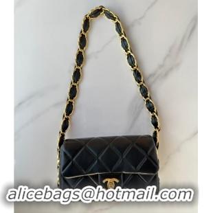 Low Price Chanel Lambskin Medium Flap Bag With CC Chain AS5172 Black 2024