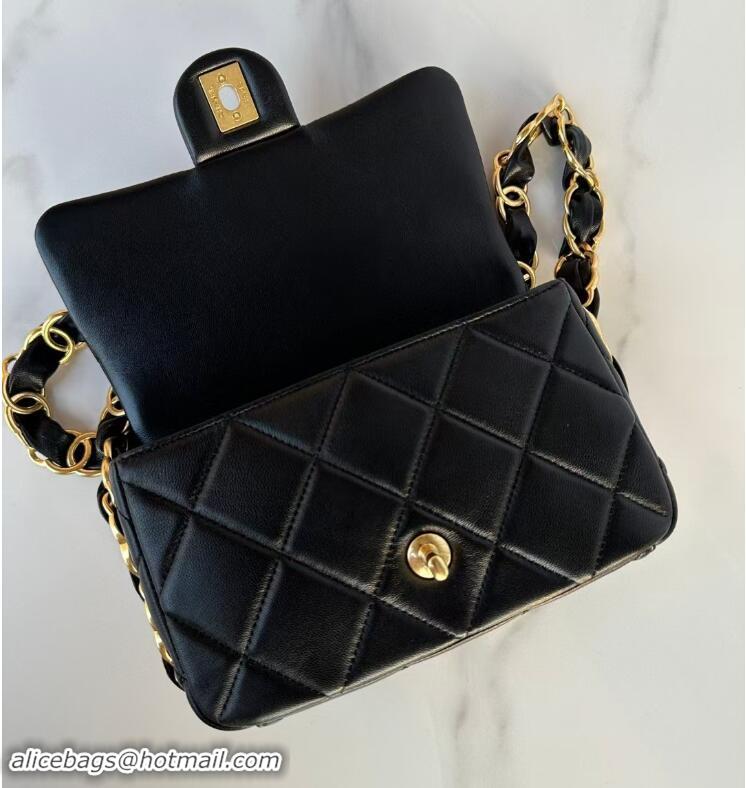 Low Price Chanel Lambskin Medium Flap Bag With CC Chain AS5172 Black 2024