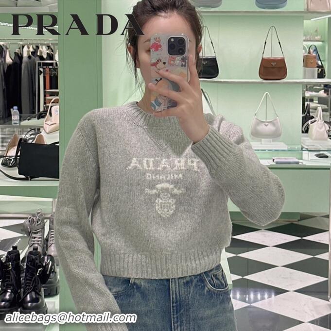 ​Traditional Specials Prada Wool And Cashmere Crew-neck Sweater P2411 Grey