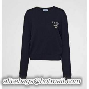 ​Top Design Prada Cashmere And Silk Sweater PA2210 Navy Blue