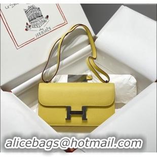 Promotional Hermes Constance Elan East-West Bag 26cm in Calfskin 4048 Lemon Yellow/Silver 2024 (Half Handmade)