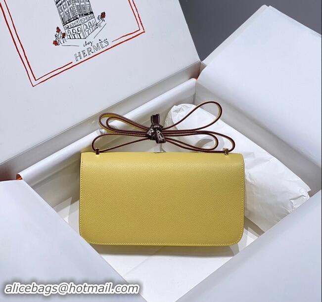 Promotional Hermes Constance Elan East-West Bag 26cm in Calfskin 4048 Lemon Yellow/Silver 2024 (Half Handmade)