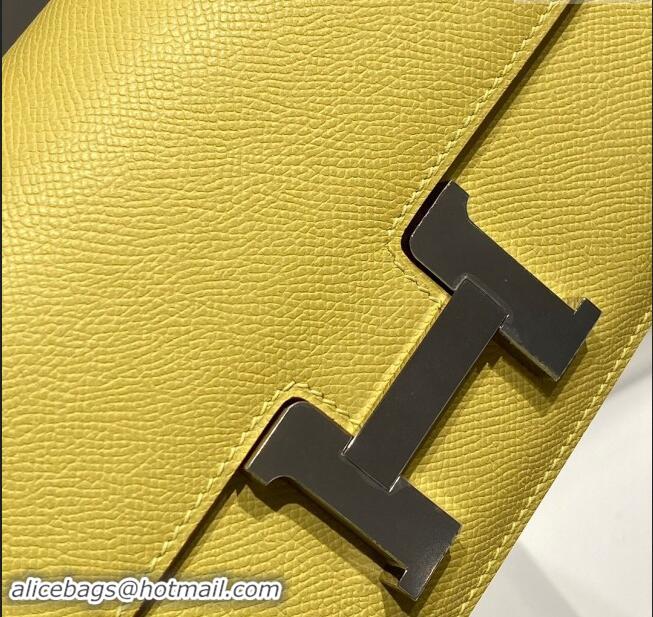 Promotional Hermes Constance Elan East-West Bag 26cm in Calfskin 4048 Lemon Yellow/Silver 2024 (Half Handmade)