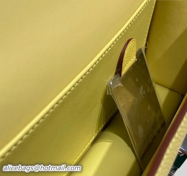 Promotional Hermes Constance Elan East-West Bag 26cm in Calfskin 4048 Lemon Yellow/Silver 2024 (Half Handmade)