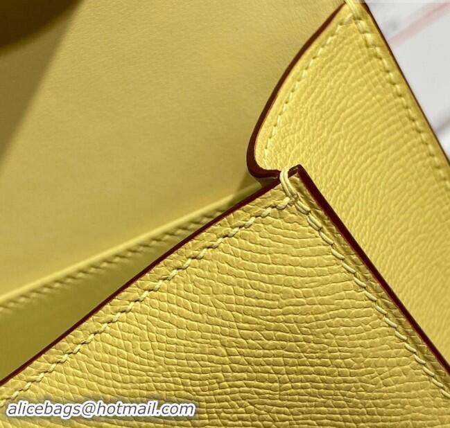 Promotional Hermes Constance Elan East-West Bag 26cm in Calfskin 4048 Lemon Yellow/Silver 2024 (Half Handmade)