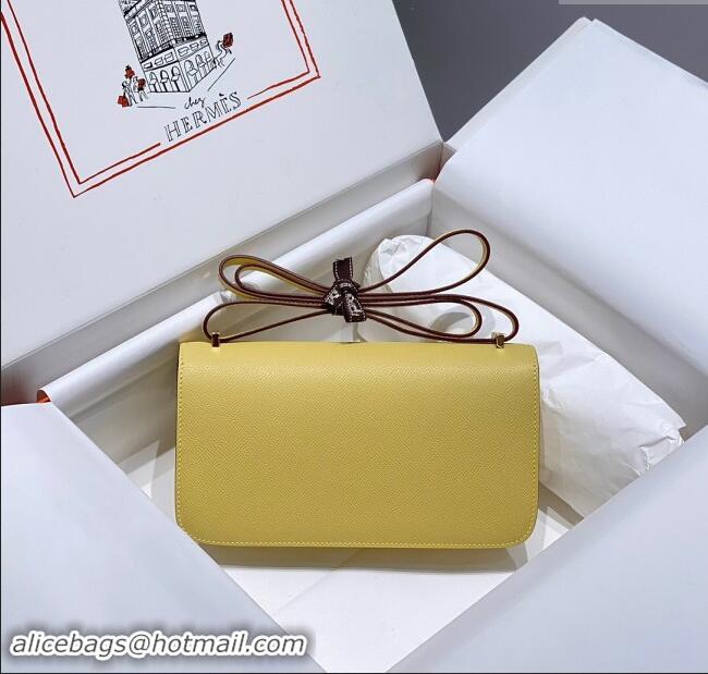 Best Price Hermes Constance Elan East-West Bag 26cm in Calfskin 4048 Lemon Yellow/Gold 2024 (Half Handmade)