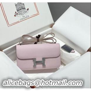 Top Grade Hermes Constance Elan East-West Bag 26cm in Calfskin 4048 Dreamy Purple/Silver 2024 (Half Handmade)