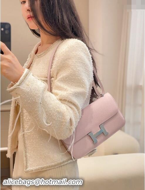 Top Grade Hermes Constance Elan East-West Bag 26cm in Calfskin 4048 Dreamy Purple/Silver 2024 (Half Handmade)