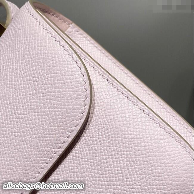 Top Grade Hermes Constance Elan East-West Bag 26cm in Calfskin 4048 Dreamy Purple/Silver 2024 (Half Handmade)