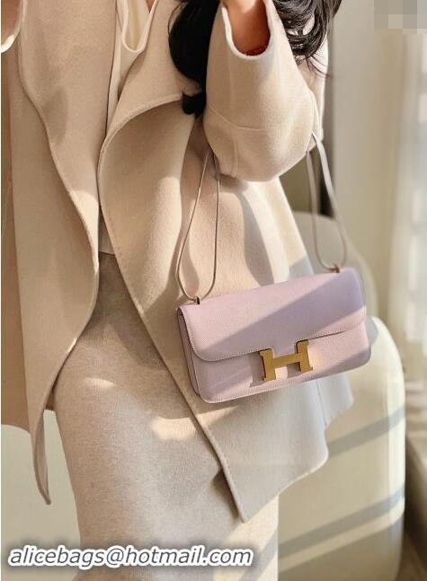 Best Price Hermes Constance Elan East-West Bag 26cm in Calfskin 4048 Dreamy Purple/Gold 2024 (Half Handmade)