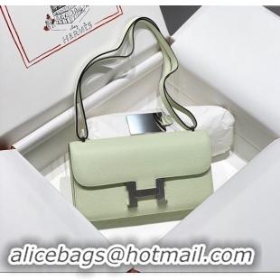 Top Grade Hermes Constance Elan East-West Bag 26cm in Calfskin 4048 Bubble Green/Silver 2024 (Half Handmade)