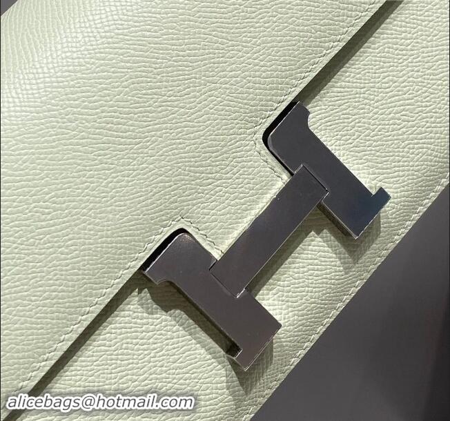 Top Grade Hermes Constance Elan East-West Bag 26cm in Calfskin 4048 Bubble Green/Silver 2024 (Half Handmade)