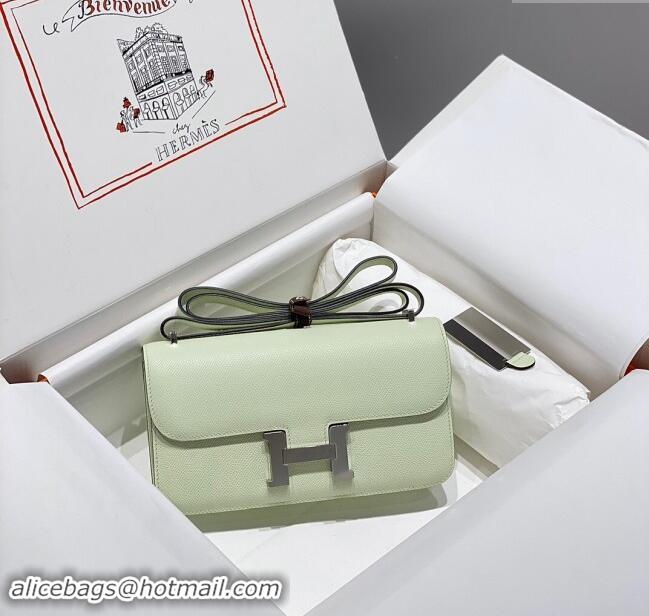 Top Grade Hermes Constance Elan East-West Bag 26cm in Calfskin 4048 Bubble Green/Silver 2024 (Half Handmade)