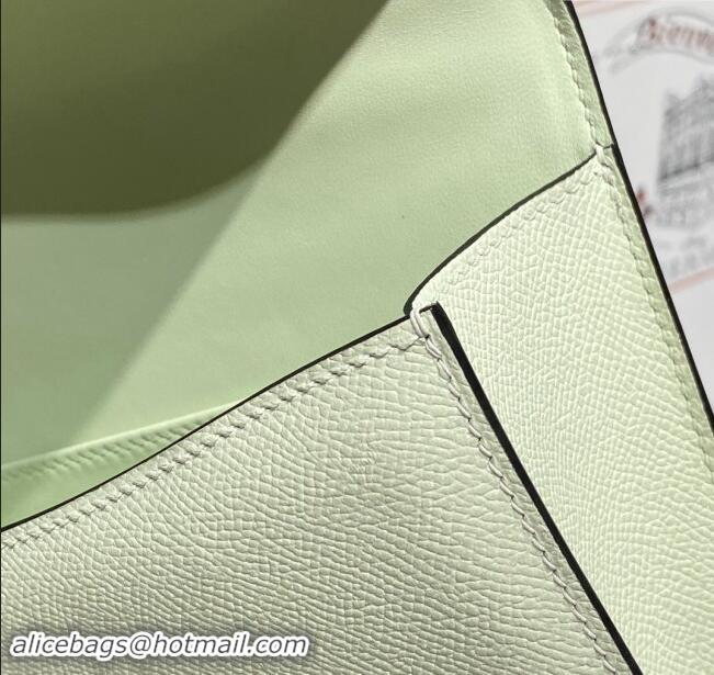 Top Grade Hermes Constance Elan East-West Bag 26cm in Calfskin 4048 Bubble Green/Silver 2024 (Half Handmade)