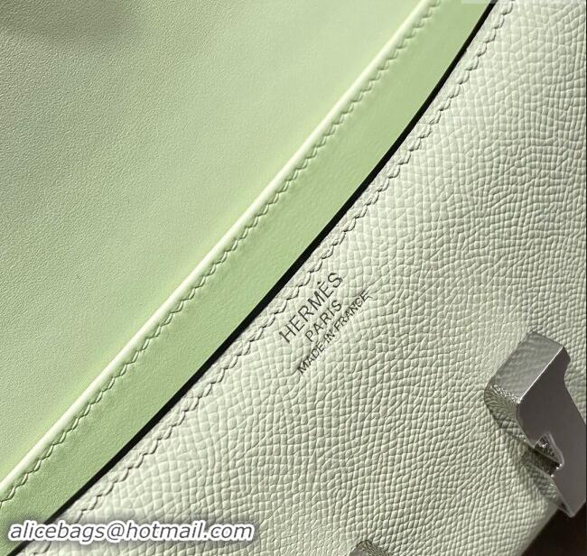 Top Grade Hermes Constance Elan East-West Bag 26cm in Calfskin 4048 Bubble Green/Silver 2024 (Half Handmade)