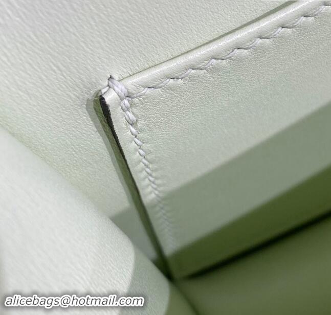 Top Grade Hermes Constance Elan East-West Bag 26cm in Calfskin 4048 Bubble Green/Silver 2024 (Half Handmade)