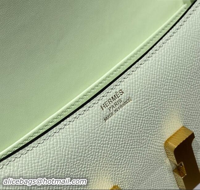 Super Quality Hermes Constance Elan East-West Bag 26cm in Calfskin 4048 Bubble Green/Gold 2024 (Half Handmade)