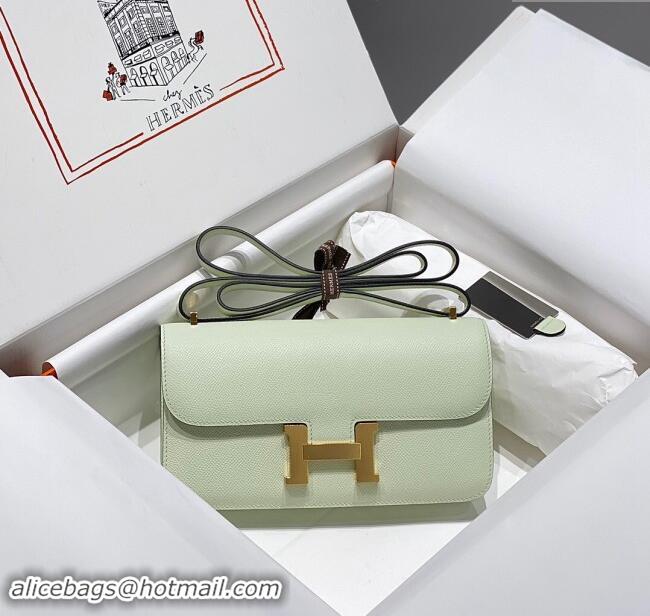 Super Quality Hermes Constance Elan East-West Bag 26cm in Calfskin 4048 Bubble Green/Gold 2024 (Half Handmade)