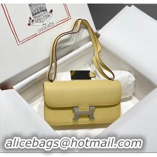 Shop Discount Hermes Constance Elan East-West Bag 26cm in Calfskin 4048 Yellow/Silver 2024 (Half Handmade)