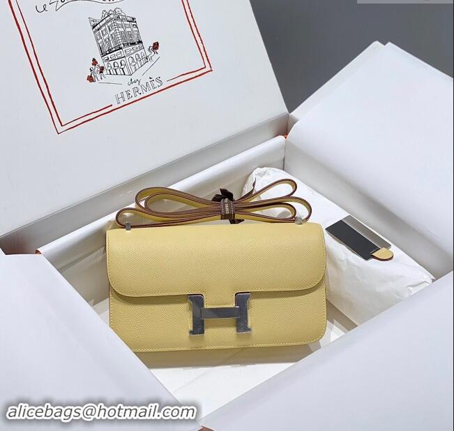 Shop Discount Hermes Constance Elan East-West Bag 26cm in Calfskin 4048 Yellow/Silver 2024 (Half Handmade)