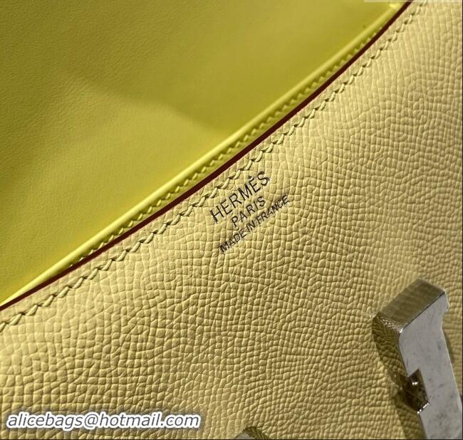 Shop Discount Hermes Constance Elan East-West Bag 26cm in Calfskin 4048 Yellow/Silver 2024 (Half Handmade)