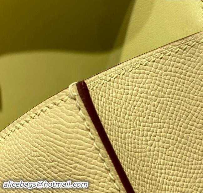 Shop Discount Hermes Constance Elan East-West Bag 26cm in Calfskin 4048 Yellow/Silver 2024 (Half Handmade)